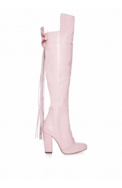 Cizme dama din piele naturala roz Blush