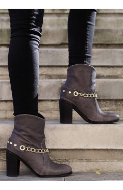 Botine dama din piele naturala Octavia Gri