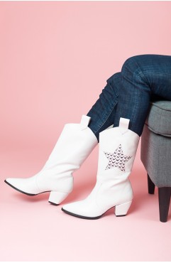 White Amber Cowboy Boots