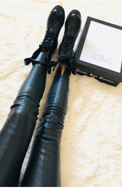 Ghete dama din piele naturala negre Dona