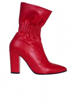 Botine dama din piele naturala rosii Claudia