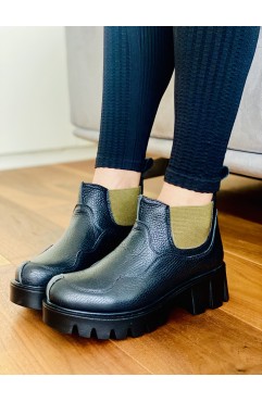 Ghete dama din piele naturala Berna Black