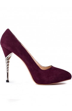 Pantofi  dama din piele naturala cu toc Zoe Bordo