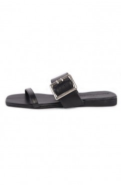 Papuci dama din piele naturala negri IBIZA Carbon Black