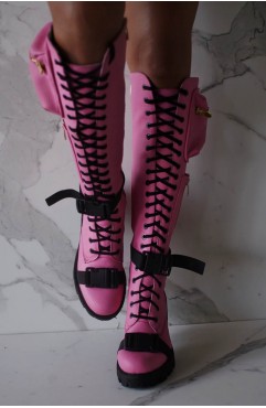 Bocanci dama din piele naturala roz BOOT CAMP PINK 2.0