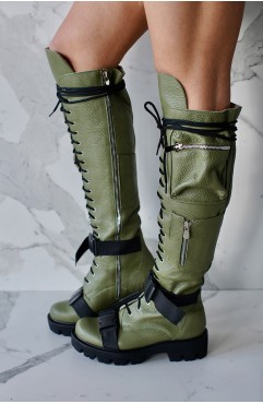 Bocanci dama din piele naturala kaki BOOT CAMP OLIVE 2.0