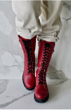 Bocanci dama din piele naturala BOOT CAMP 2.0 MINI RED