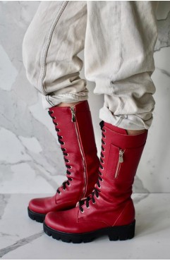 Bocanci dama din piele naturala BOOT CAMP 2.0 MINI RED