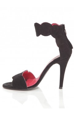 Sandale  dama din piele naturala cu toc Aubrielle Negre
